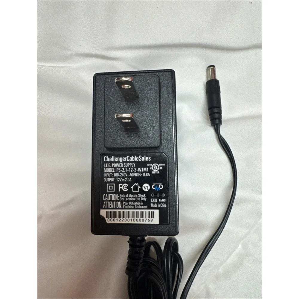 Challenger Cable Sales AC Adapter PS-2.1-12-2-WTM1 12V 2.0A Power Supply
